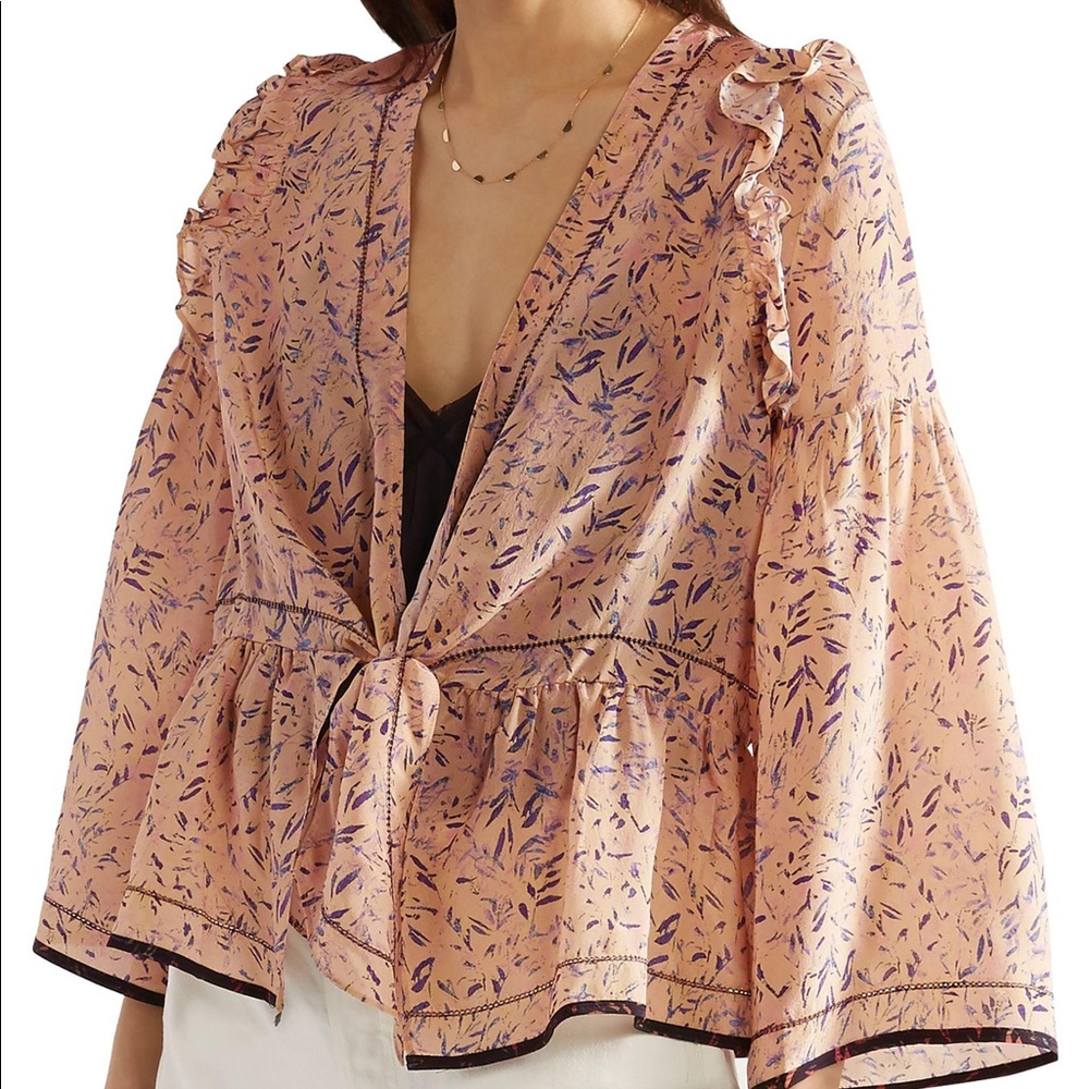 IRO Jarley Tie-front Printed Silk Crepe De Chine Blouse
